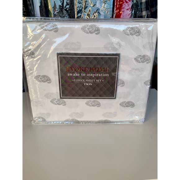 Evoke Home Awake To Inspiration Grey Twin 3 piece Size Sheet Set  Microfiber GEO - Picture 3 of 9